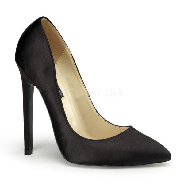 SEXY-20 schwarz Satin     Stiletto High-Heels in schwarz Satin von Pleaser USA